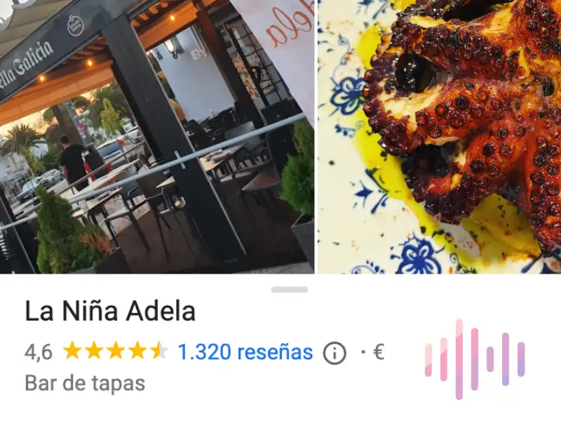 Ficha de Google del restaurante La Niña Adela de Ronda