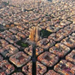 Vista aérea de Barcelona, España.